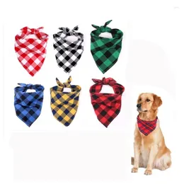 Dog Apparel Pet Bandana Neckerchief Classic Red Black Plaid Cat Puppy Kerchief Accessories Scarf Saliva Towel