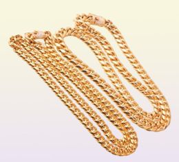 14mm Mens Cuban Miami Link Necklace Stainless steel Rhinestone Clasp Iced Out 18K Gold FILLHip hop Chain Necklace 30quot4838612