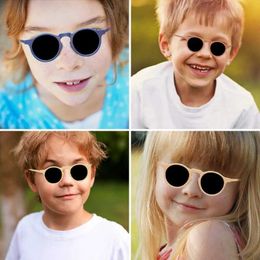 Sunglasses 2023 New Children Round Solid Frosted Sunglasses Kids Outdoor Sun Protection Acrylic UV400 Glasses Boys Girls Polarised Glasses