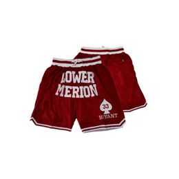 Men's Shorts Men Maroon Lower Merion High School Basketball Shorts Embroideried Bryant With Pockets T240507