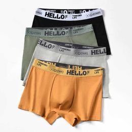 Underpants 4pcs Men Underwear Cotton Men Boxer Shorts Comfortable Men Boxers Breathable U Convex Male Underpants Sexy Plus Size Mens Shorts Y240507