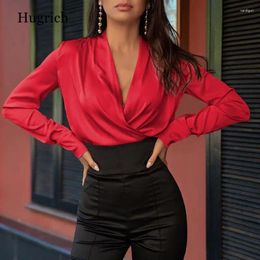 Women's Blouses Ladies Blouse Shirt Spring 2024 Long Sleeve Sexy V-Neck Top Casual Solid Elegant Lady Blusas Femininas