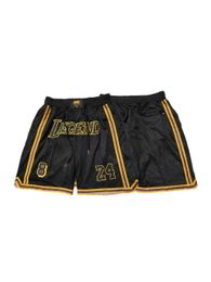 Men's Shorts Men Black 8 24 Legend Retro Basketball Shorts Mesh Embroidered with Pockets Fans Short T240507