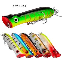 10 Colour Mixed 8cm 10 5g Popper Fishing Hooks 6 Hook Hard Baits Lures Pesca Tackle Accessories BL 516258t6736644