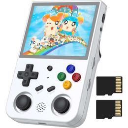 RG353V Handheld Game Console with Dual OS Android 11 and Linux System, 5G WiFi, Bluetooth, Moonlight Streaming, HDMI Output, Built-in 64GB SD Card, 4452 Games - White