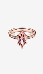 18K Rose gold Authentic Sterling Silver CZ Diamond RING with Original Box for Wedding Rings Set Engagement Jewelry3884778