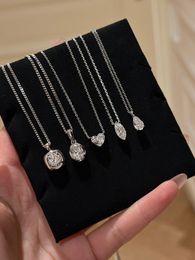 2024 Classical Top Sell Jewellery Heart Pendant Solitaire 100% 925 Sterling Silver White Moissanite Diamond Gemstones Party Women Clavicle Necklace Gift
