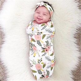 Blankets 2 Piece Set Born Fashion Baby Swaddle Blanket Sleeping Muslin Wrap Headband