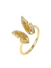 925 Sterling Silver Butterfly White Birthstone CZ Ring Expandable Open Rings Adjustable for Women Fashion Jewelry5501587