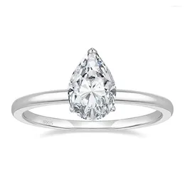 Cluster Rings 925 Sterling Silver Versatile Engagement Ring Pear Shaped CZ Wedding Promise Teardrop