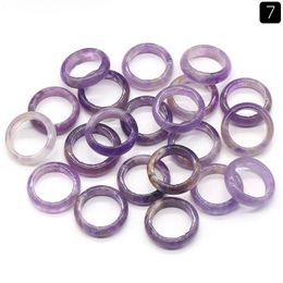 Natural Stone Wide 6mm Amethysts Crystal Women Finger Ring Fashion Party Wedding Jewellery Gift