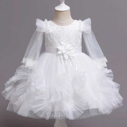 Christening dresses Baby Girl White Baptist Christmas Dress Children Tutu Show Winter Spring Princess Pageant Solid Colour 6 Months Q240507