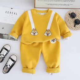 Clothing Sets Two-piece Children's Suit 2024 Boys Spring Cute Breathable And Girls Long Sleeve Hoodie Korean Version