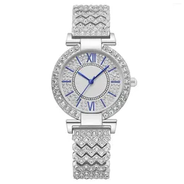 Wristwatches 2024 Women's Quartz Watch Inlaid With Rhinestone Steel Band Chain Fashion Business Modern Minimalist