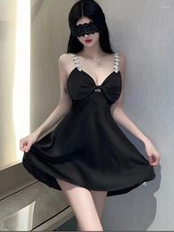 Casual Dresses Sexy Underwear Passionate Sleepwear Uniforms Flirting Female Dress Elegant Fashion Korean Women V Neck Tops TD7B