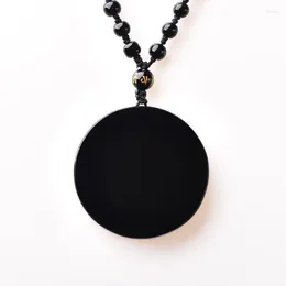 Pendant Necklaces Wholesale Black Natural Obsidian Stone Round For Women Men Personalised Customization Fashion Jewellery