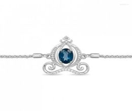 Charm Bracelets HESHI Enchanted Oval Blue Topaz And Diamond Carriage Bolo Bracelet In- 9.5" Melv225209399