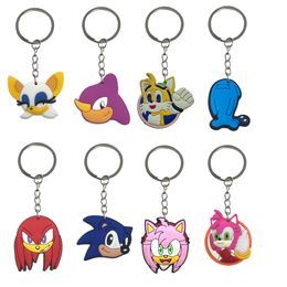 Keychains Lanyards Sonic 38 Keychain Cool Colorf Character With Wristlet Keyring For School Bags Backpack Keyrings Suitable Schoolbag Otx1M