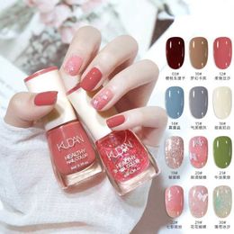 Nail Gel Polish Without Baking Lamp White Fine Glitter Non-baking Non-peel Transparent Shiny Oil Base Coat Nude Q240507