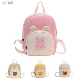 Backpacks Cute Girl Backpack Boy Cartoon Bear Rabbit Tiger Kindergarten Bag Childrens Canvas Bag Korean Kawai Childrens Backpack WX