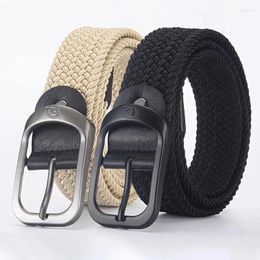 Belts 2024 Men And Women Fashion Nylon Belt Alloy Casual Wild Stretch Jeans Decoration Ins Wind Design