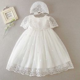 Christening dresses 2023 New Baby Girl Dress Baptist White Lace Birthday Party Princess Clothing 0-24M Q240507