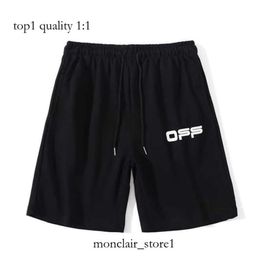Off Whiteshirt Warning Line Adhesive Strip Slogan Arrow Mens And Womens Shorts Striped Terry OW Couple Casual Capris Off Whitesdesigner Shorts 3380