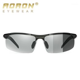 Sunglasses Pochromic Mens Polarized Discoloration Goggle Male Aluminum Magnesium Anti Glare Brand Fashion Glasses1 259A