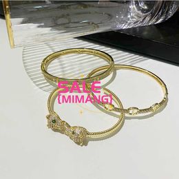 Designer Cartres Bangle Brass genuine gold electroplated grand opening versatile bracelet with micro inlaid zircon leopard pig nose adjustable new model ZM27
