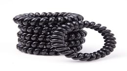5cm Black Color Telephone Wire Cord Hair Tie Girls Kids Elastic Hairband Ring Rope Bracelet Stretchy1992233