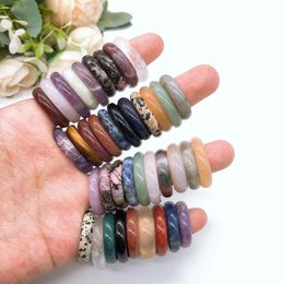 Wholesale Natural Stone Rings Unisex Amethyst Rose Pink Quartz Obsidian Crystal Women Finger Ring Fashion Party Wedding Jewellery Gift
