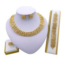 Fashion Dubai Women Jewelry Big Round Crystal Necklace Bracelet Earrings Ring Indian Party Fashion Jewelry Setsa2627533