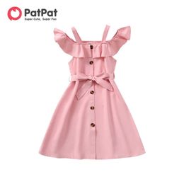 Girl's Dresses Pt Childrens Solid Color Loose Shoulder Strap Dressl240508