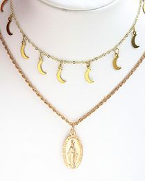 New Julie and the Phantoms Rock Hip Hop Party Girl Fashion Hand Moon Necklace Blessed Virgin Mary Lucky Pendant Y03096182865