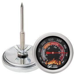 Grills KT THERMO Grill Thermometer Barbecue Charcoal Smoker Temperature Gauge Grill Pit Replacement Thermometer for BBQ Meat Cooking