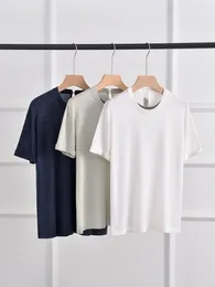 Women's T Shirts 3 Colours Women Wool Silk Blends Knitted Tee Summer 2024 Beading Chain Casual Thin Top Female Simple Knit Tshirts