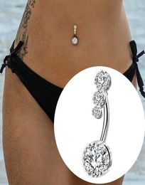 Crystal Navel Ring Bar Barbell Drop Dangle Bell Piercing Nombril Ombligo Belly Button Rings Men Women Body Jewelry7028540