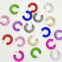 Dangle Earrings Metallic Colour Thick C Shape Hammer Pattern Hoop For Women Acrylic Circle Piercing Statement Y2K Jewellery