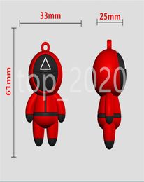 2021 TV Squid Game Keychain Popular Toy Anime Surrounding Wooden People Pontang PVC Keychains Friends Halloween Party Favour Gi5987803