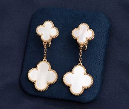 Master Jeweller Carefully Designed Earrings Four Leaf Clover of Diamonds White Red with Common Vanly