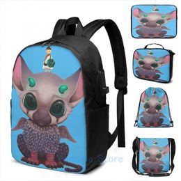 Backpack Funny Graphic Print Cute Guardian USB Charge Men School Bags Women Bag Travel Laptop