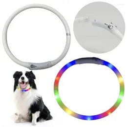 Dog Collars LED Glowing Collar USB Charging Multi-Color Size Cuttable Puppy Safety Necklace For Small Medium Large Dogs