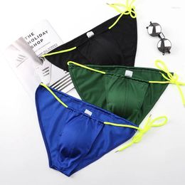 Underpants Men's U Convex Pouch Underwear Swimming Trunks Bikini With Built-in Cup 3D Glossy Sexy Pant Fabric Swimwear Gays Summer Swimsuit