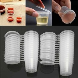 Disposable Dinnerware 30 pieces/set 30ml 50ml 100ml disposable plastic takeaway sauce cup container food box with hinged lid pigment paint reusable Q240507
