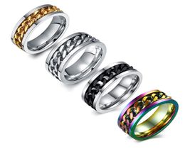 Mens Spinner Rings Ring Stainless Steel Band Black/Silver/Antique Silver/Multicolor Size 6-156422201