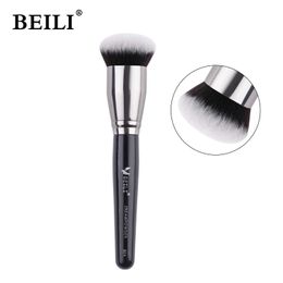 Makeup Brushes BEILI Black Foundation Brush Big Definer Powder powder blusher Soft Synthetic Hair Highlighter Fan Contour Tools Q240507