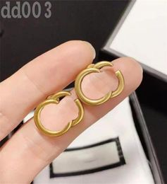 Simple women luxury jewlery designer earrings for teen girls double letter geometry vintage fashion orecchini plated gold Jewellery 7565207