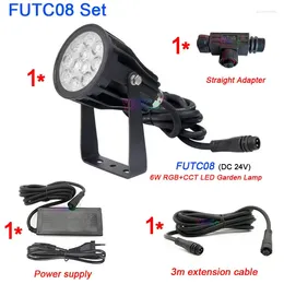 Miboxer 6W RGB CCT LED Garden Light FUTC08 Waterproof IP66 Lamp Outdoor Lighting DC 24V Power Adapter 3m Cable Connector