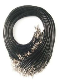 Cheap Black Wax Leather Necklace Beading Cord String Rope 45cm Extender Chain with Lobster Clasp DIY Jewellery component1988971