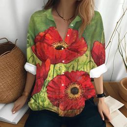 Women's Blouses 2024 Fashion Women Shirts & Summer Vintage Shirt Temperament Print Casual Long Sleeve Feminine Top